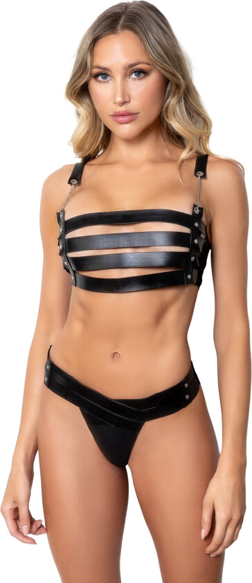 Svart BH og Truse i Vegansk Skinn