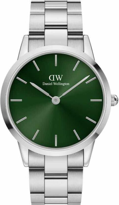 Iconic Link Emerald 40mm Steel Green DW00100427 - Kvarts - Sølv - Herreklokker - Rustfritt stål - ledd m/pin - Mineral