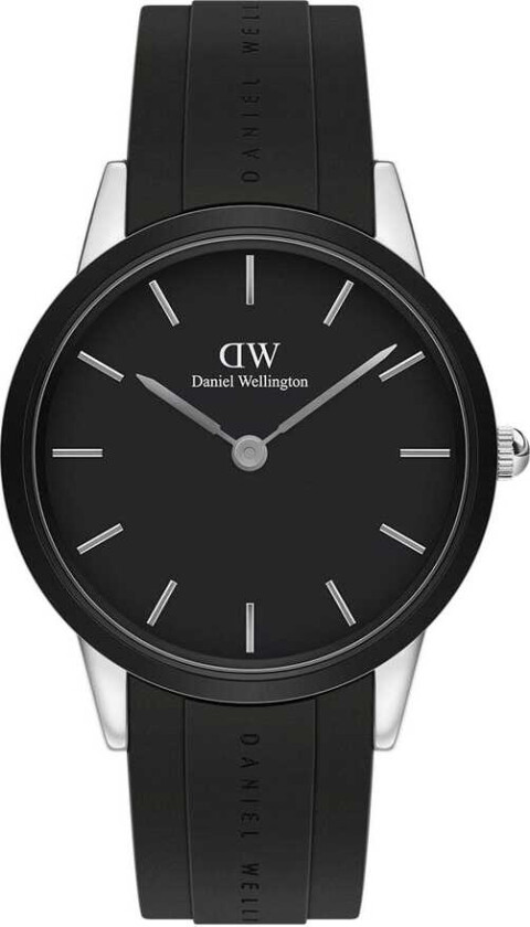 Iconic Motion 40mm Steel Black DW00100436 - Kvarts - Sølv - Herreklokker - Gummi -