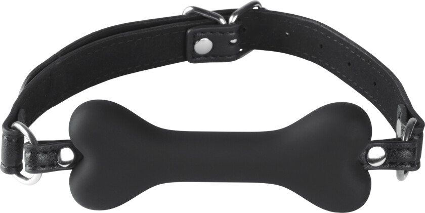 Dog Bone Gag i Silikon og Kunstlær