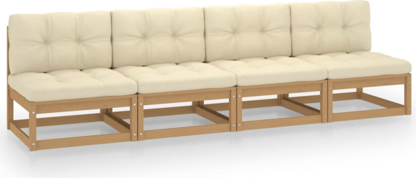 Bilde av Hagesofa med puter 4-seters heltre furu