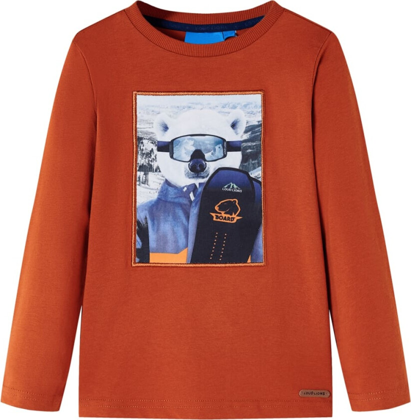 T-skjorte for barn med lange ermer lyserust 104