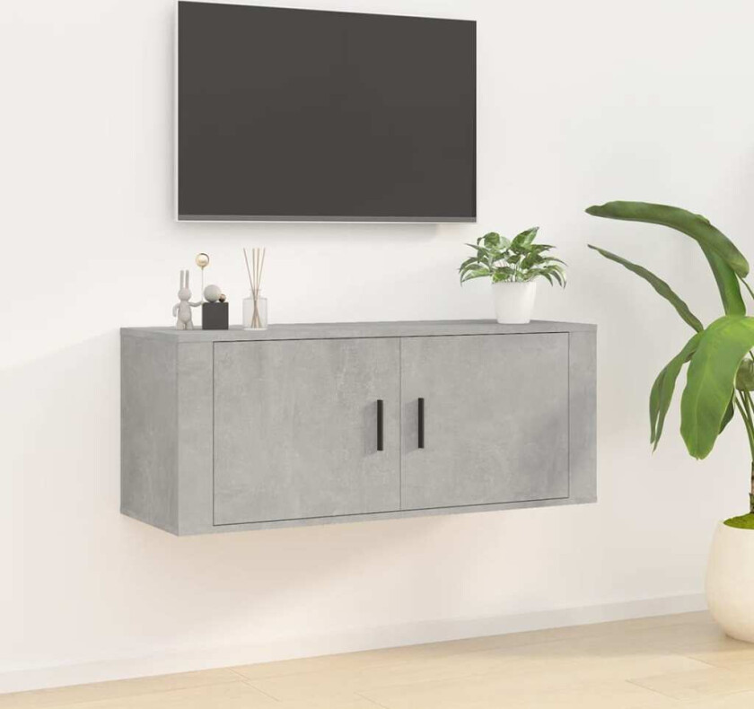 Vegghengt TV-benk betonggrå 100x34,5x40 cm