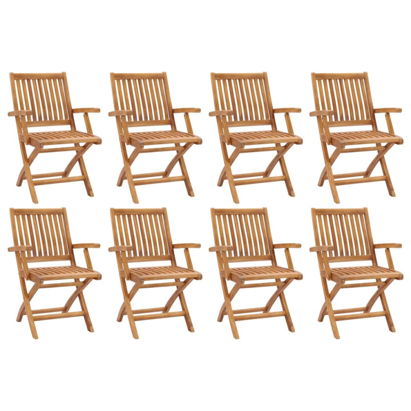 Sammenleggbare hagestoler 8 stk heltre teak