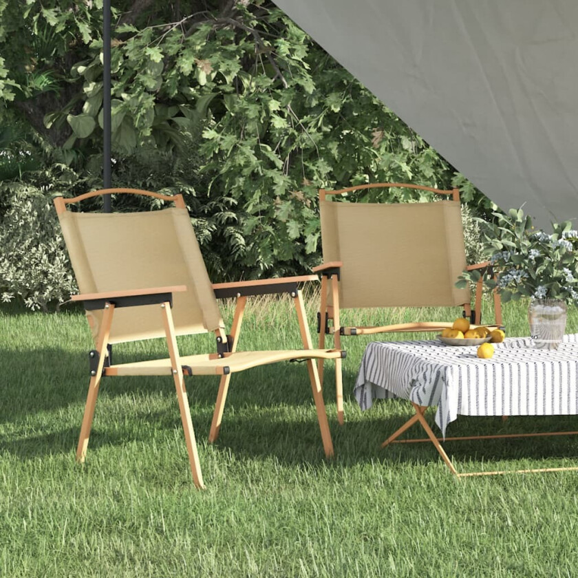 Campingstoler 2 stk beige 54x55x78 cm oxfordstoff