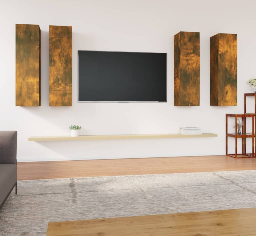 TV-benker 4 stk røkt eik 30,5x30x110 cm konstruert tre