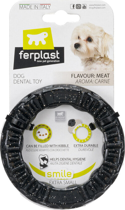 Ferplast Smile Tyggering, svart - Str. XS: Ø 8,5 x H 1,7 cm