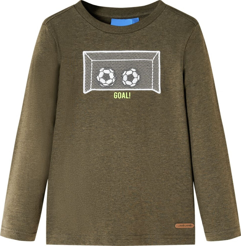 T-skjorte for barn med lange ermer kaki melert 128