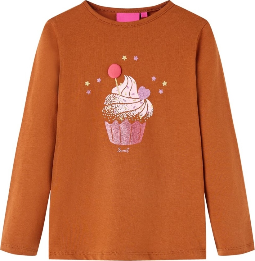 T-skjorte for barn med lange ermer konjakk 92