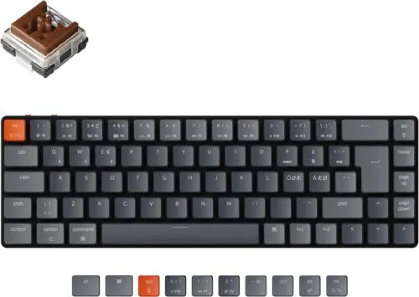 K7 Optical Lp Brown Kablet, Trådløs Nordisk Tastatur