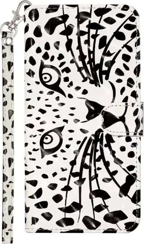 Samsung Galaxy S21+ (Plus) Skinnende PU Skinndeksel m. Lommebok - Hvit Tiger