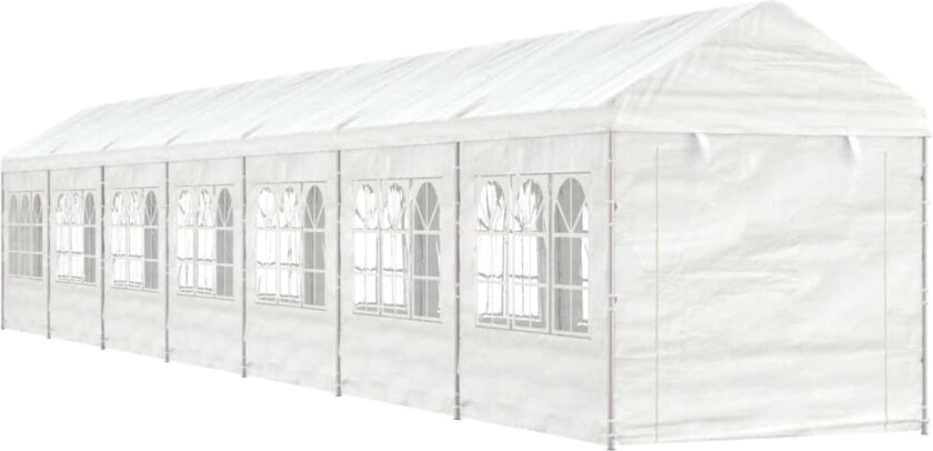 Paviljong med tak hvit 15,61x2,28x2,69 m polyetylen