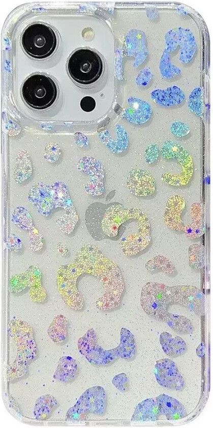 iPhone 14 Pro Hybrid Glitter Plast Deksel - Flekker