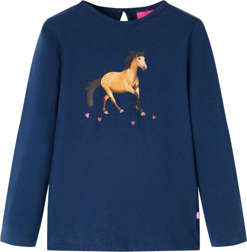 T-skjorte for barn med lange ermer marineblå 104