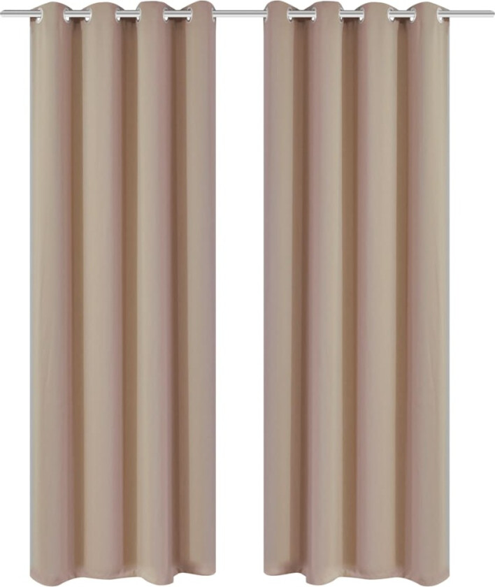 Lystette gardiner 2 stk med metallmaljer 135x175 cm krem