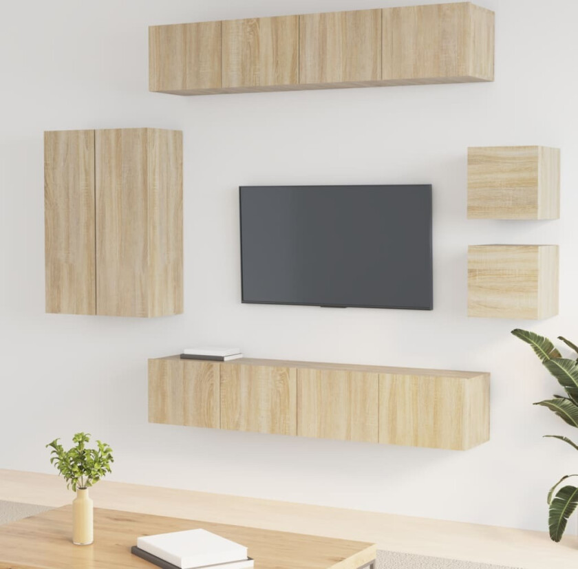 TV-skapsett 8 deler sonoma eik konstruert tre