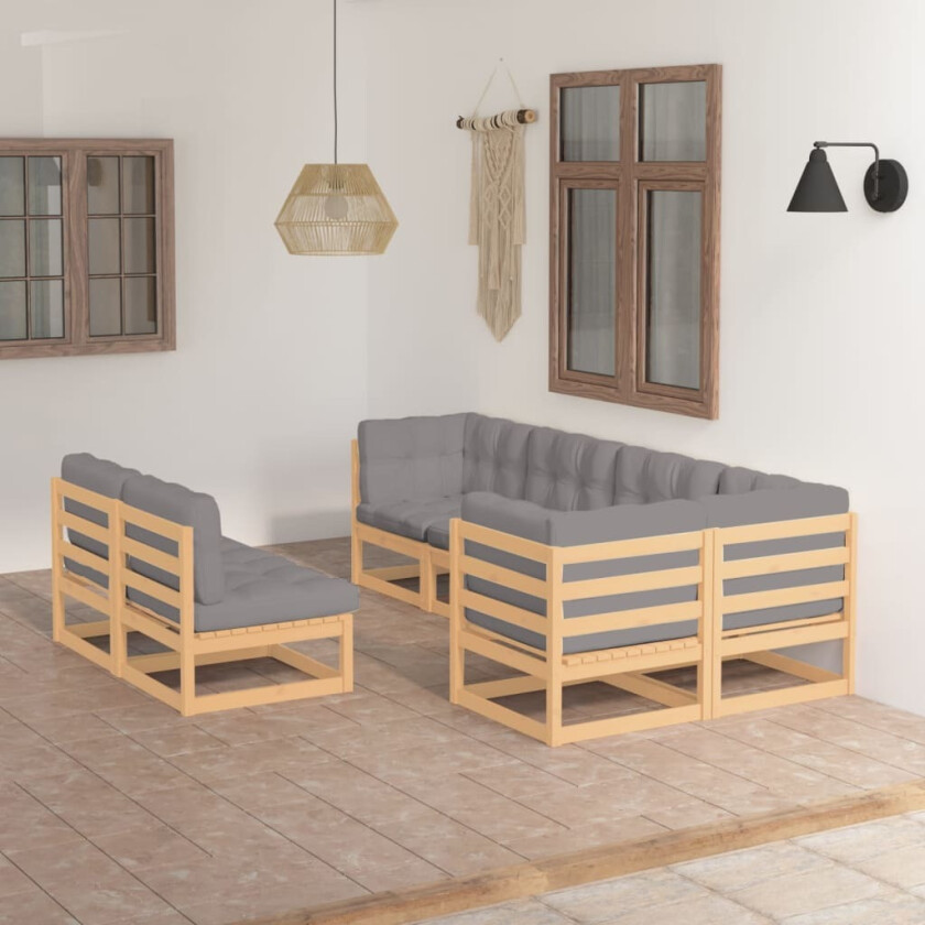 Hagesofagruppe med puter 7 deler heltre furu