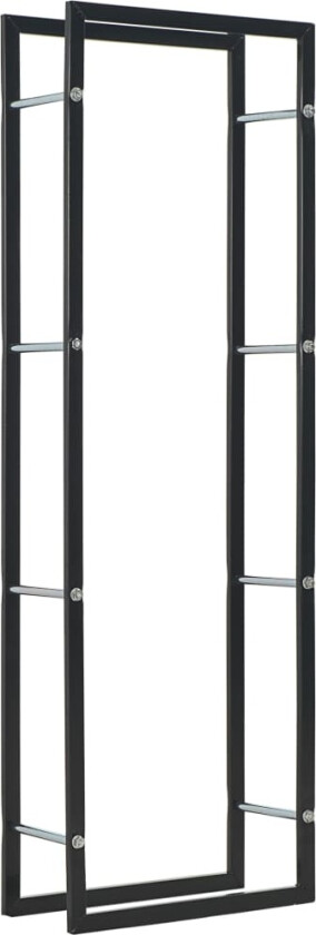 Vedstativ svart 50x20x150 cm stål