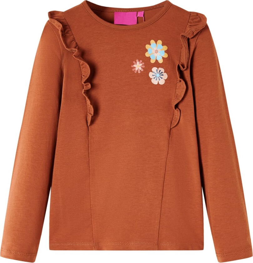 T-skjorte for barn med lange ermer konjakk 128