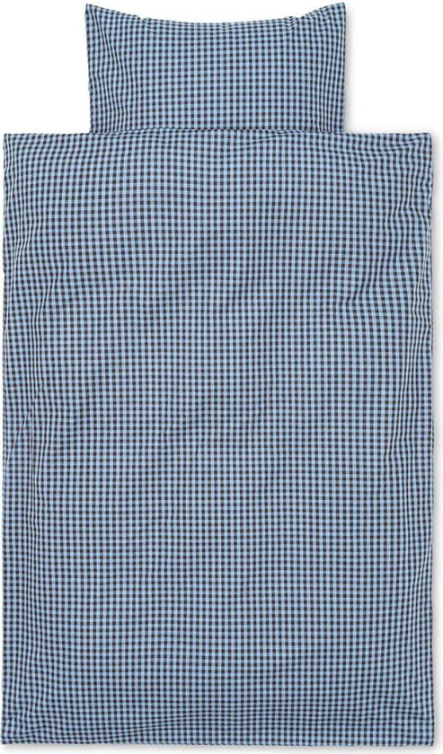 Check sengesett baby 70 x 100 cm Faded blue-choco