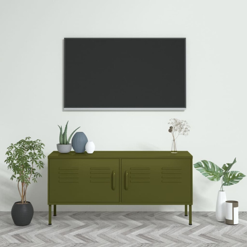 Bilde av TV-benk olivengrønn 105x35x50 cm stål