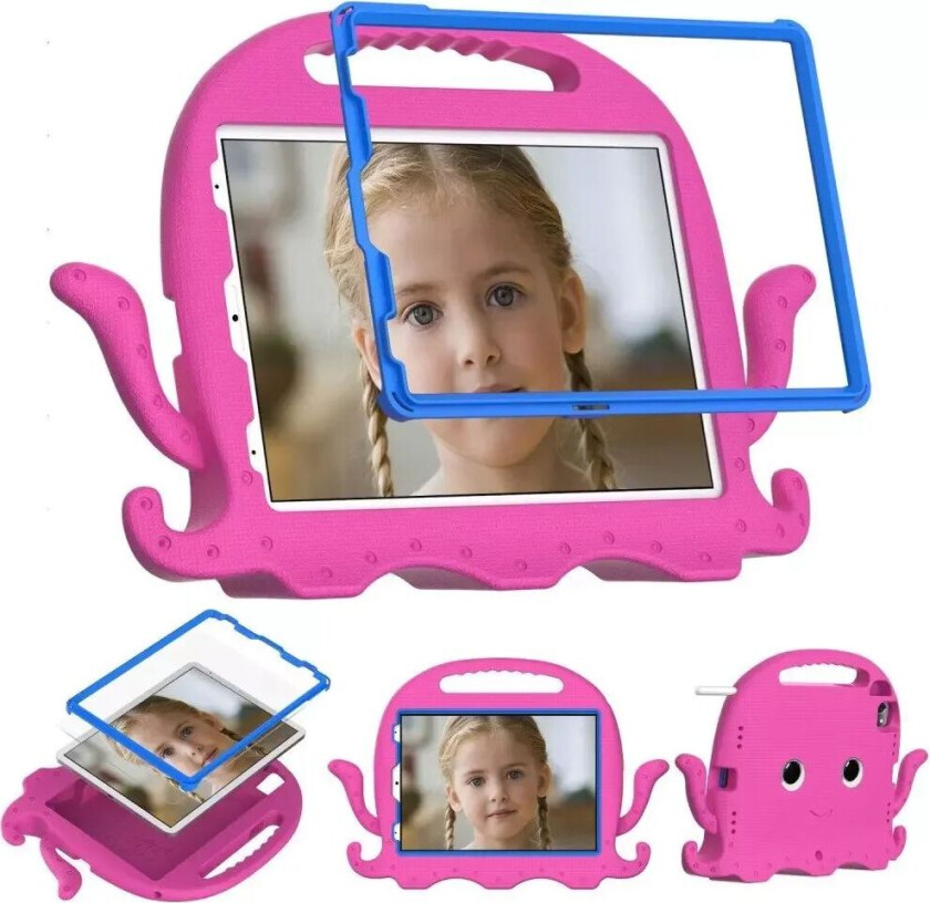iPad Air (2022 / 2020) / Pro 11 (2022 / 2021 / 2020 / 2018) Barnedeksel m. Stativ - Octopus - Rosa