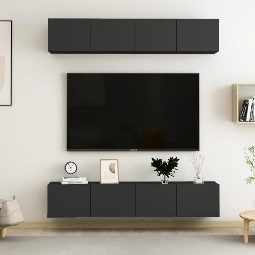 Bilde av TV-benker 4 stk svart 80x30x30 cm sponplate