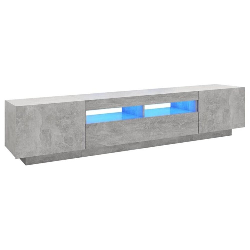 TV-benk med LED-lys betonggrå 200x35x40 cm