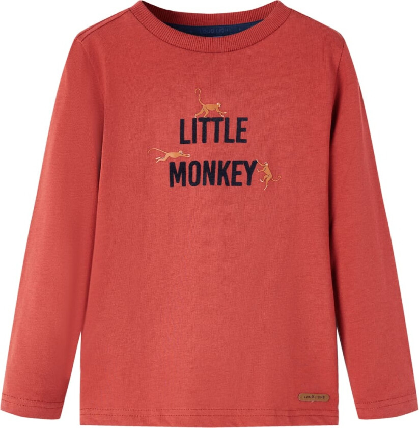 T-skjorte for barn med lange ermer mørkerød 140