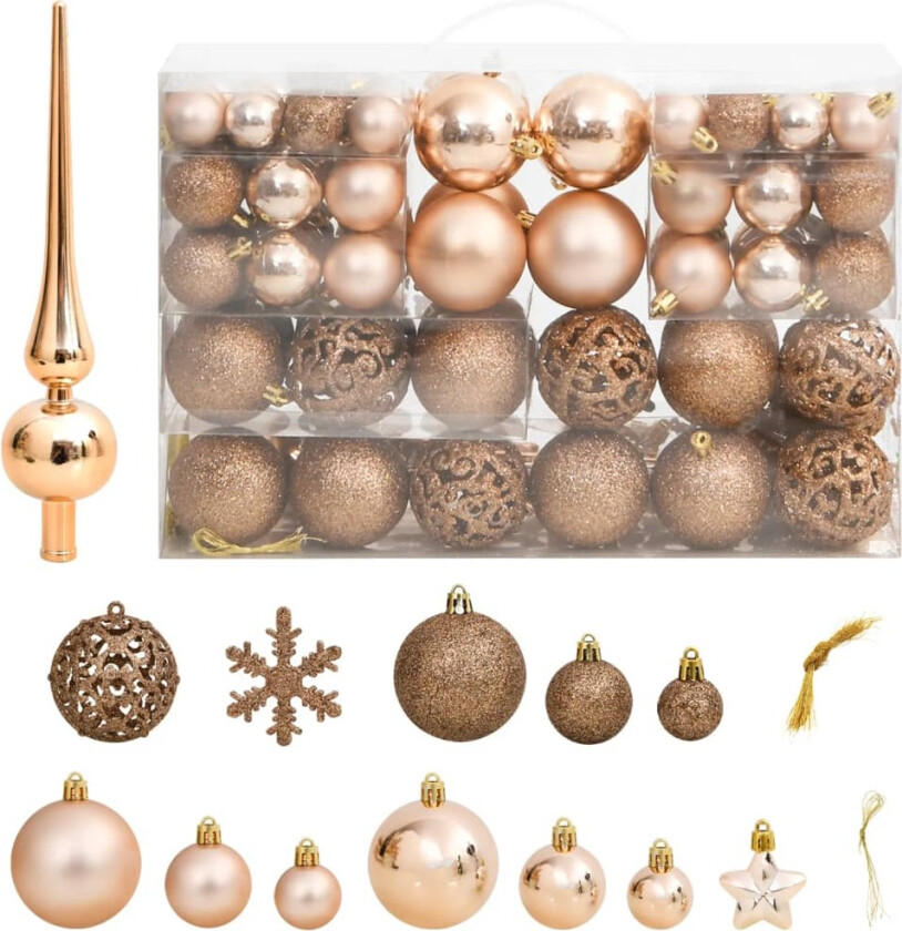 Julekulesett 111 deler rosegull polystyren