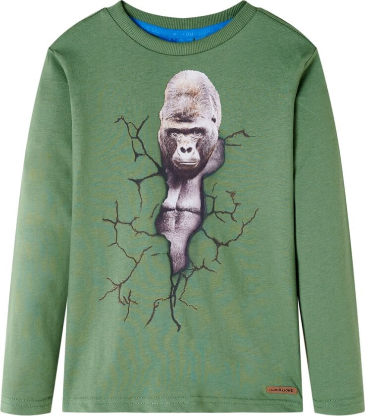 T-skjorte for barn med lange ermer lysekaki 116