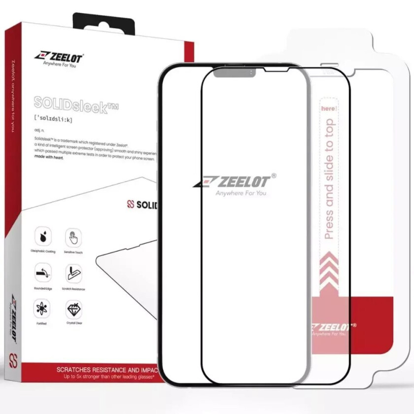 iPhone 13 Mini SOLIDsleek Anti Glare Skjermbeskytter med Installasjonssett- Case Friendly - Svart Kant