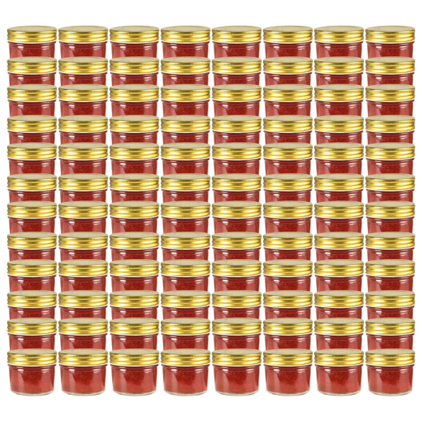 Syltetøyglass med gult lokk 96 stk 110 ml