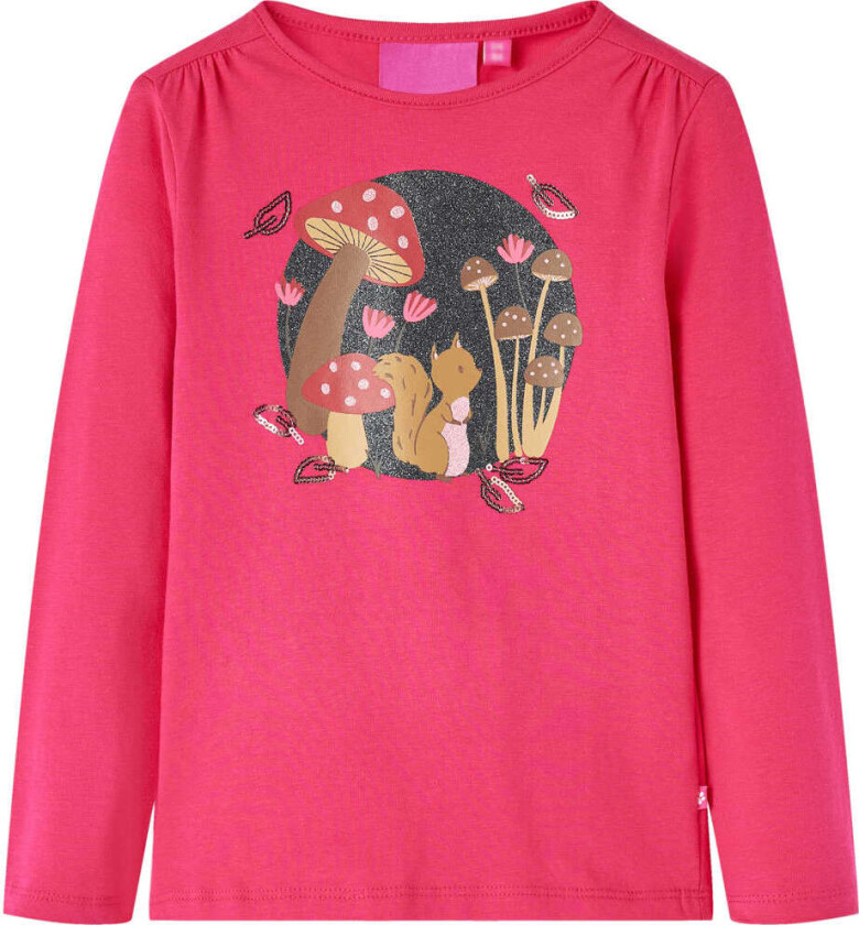 T-skjorte for barn med lange ermer knallrosa 116