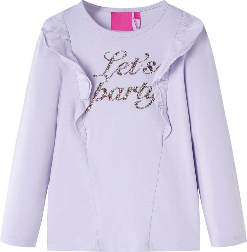 T-skjorte for barn med lange ermer lyselilla 128