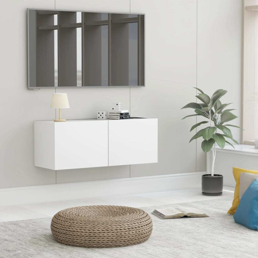 TV-benk hvit 80x30x30 cm sponplate