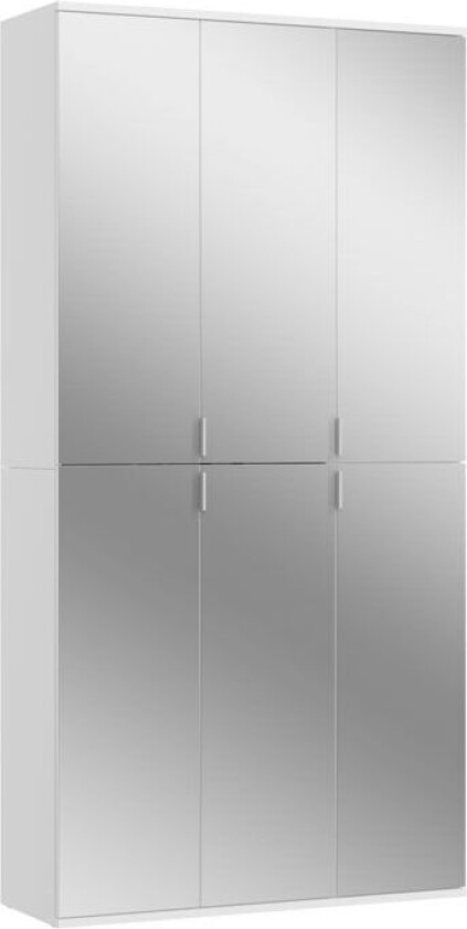 ProjektX garderobeskap 6 dører hvit, speil.