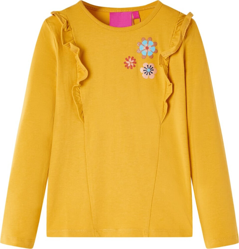 T-skjorte for barn med lange ermer mørkeoker 116