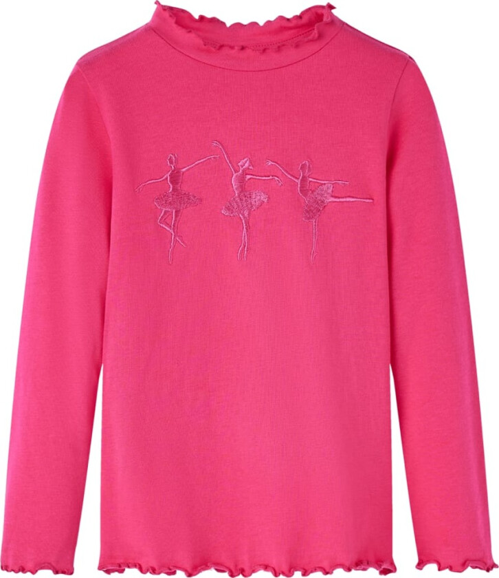 T-skjorte for barn med lange ermer knallrosa 128