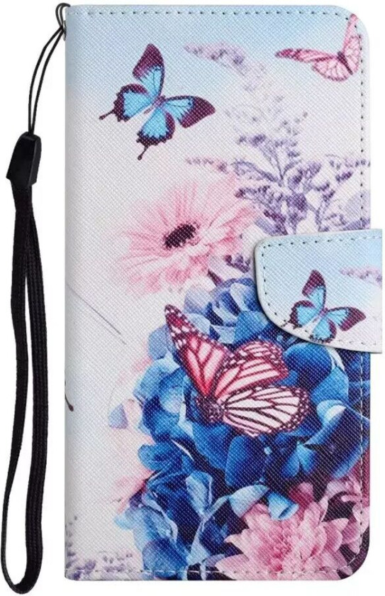Samsung Galaxy S23 FE Kunst Skinn Flip Deksel med Stropp & Lommebok - Sommerfulger