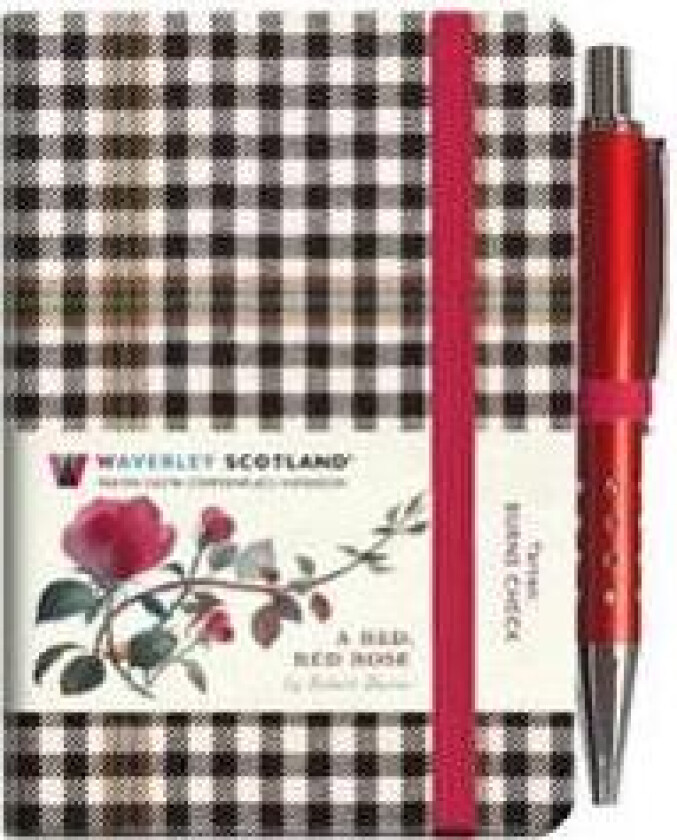 Red, Red Rose Tartan Notebook (mini with pen) (Burns check tartan)
