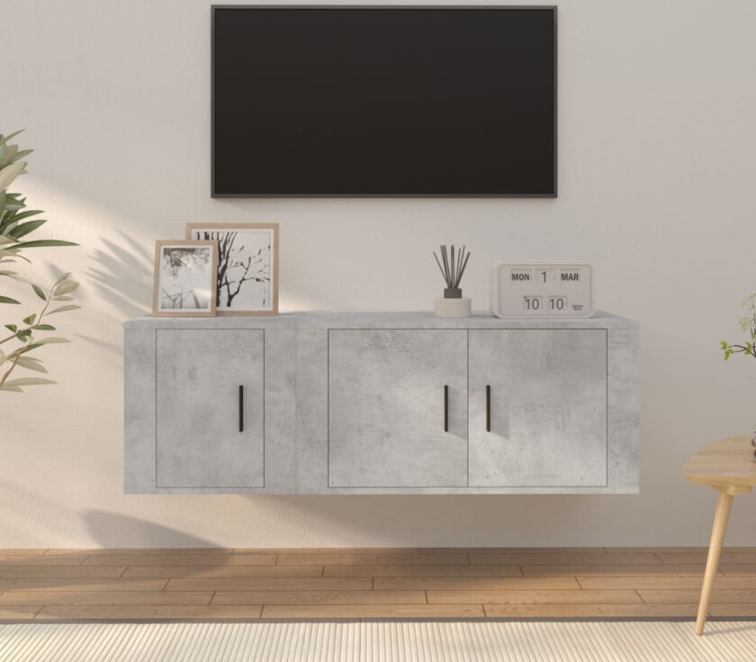 TV-skapsett 2 deler betonggrå konstruert tre