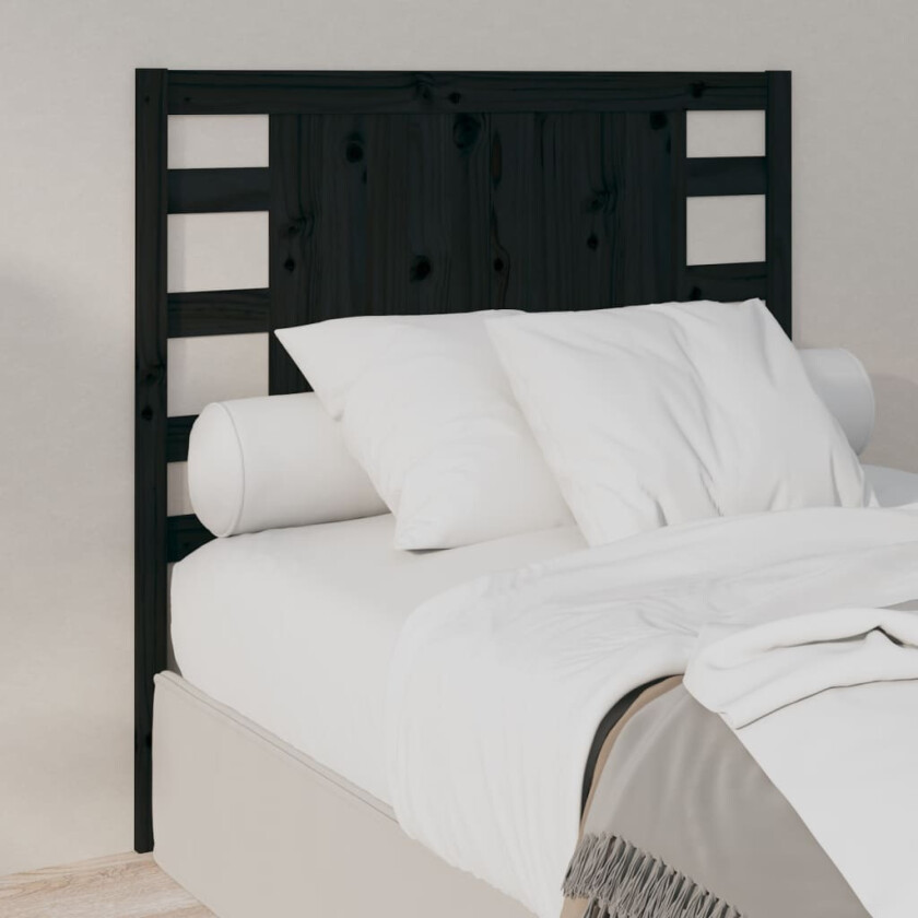 Sengegavl svart 96x4x100 cm heltre furu