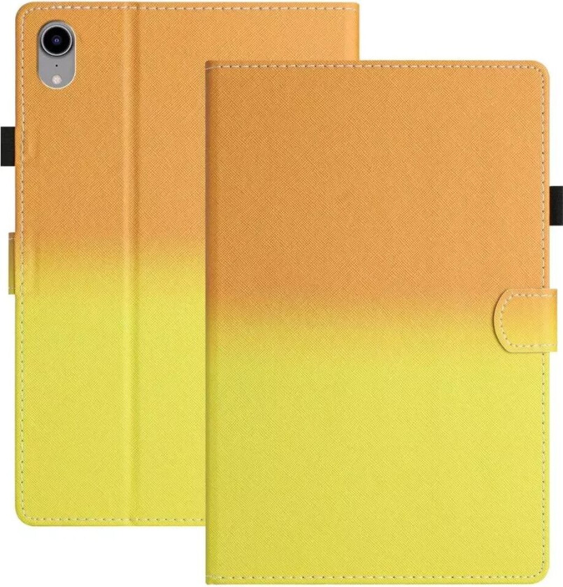 iPad Air (2022 / 2020) / Pro 11 (2022 / 2021 / 2020 / 2018) Flip-stativ Kunstkinn Deksel med Vekkefunksjon og Kortholder - Oransje / Gul