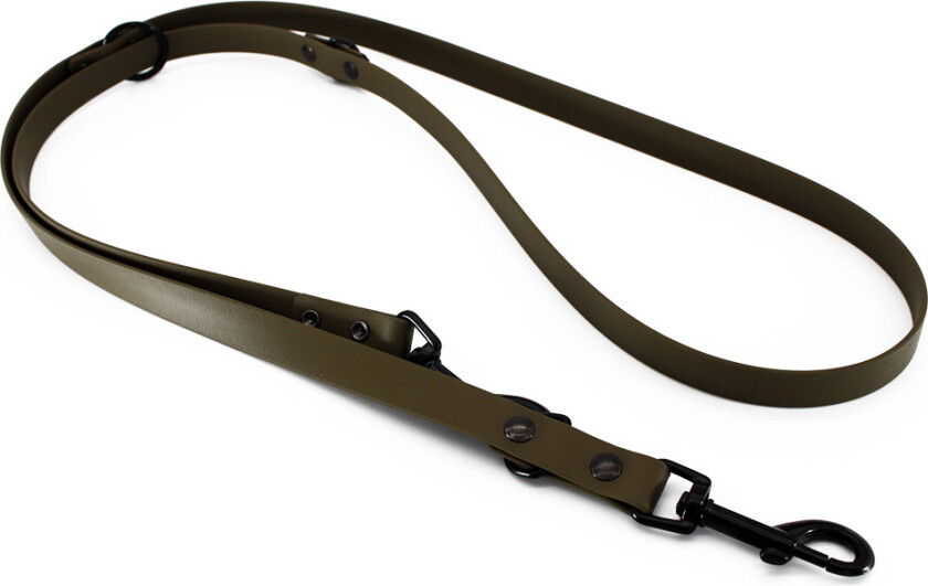 justerbar føreline BioThane®, oliven - 200 cm lang, 19 mm bred