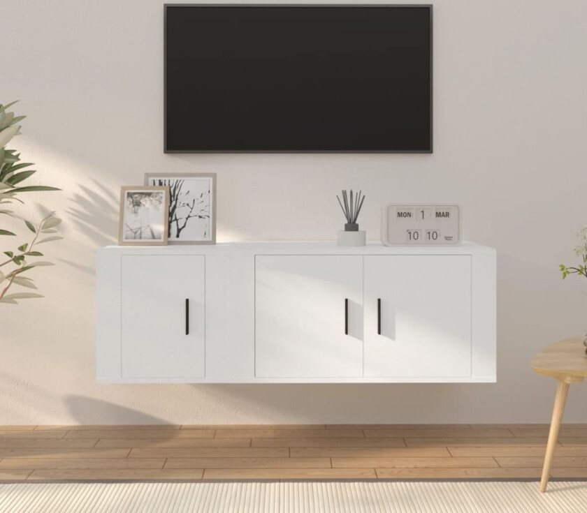 TV-skapsett 2 deler hvit konstruert tre