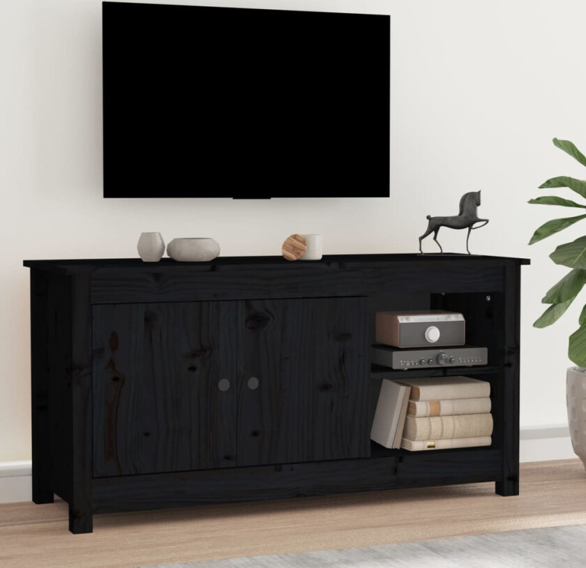 TV-benk svart 103x36,5x52 cm heltre furu