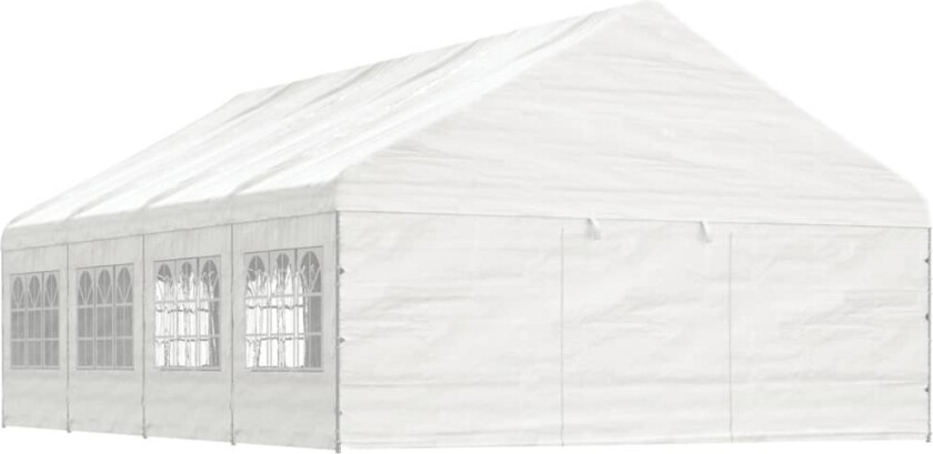 Paviljong med tak hvit 8,92x5,88x3,75 m polyetylen