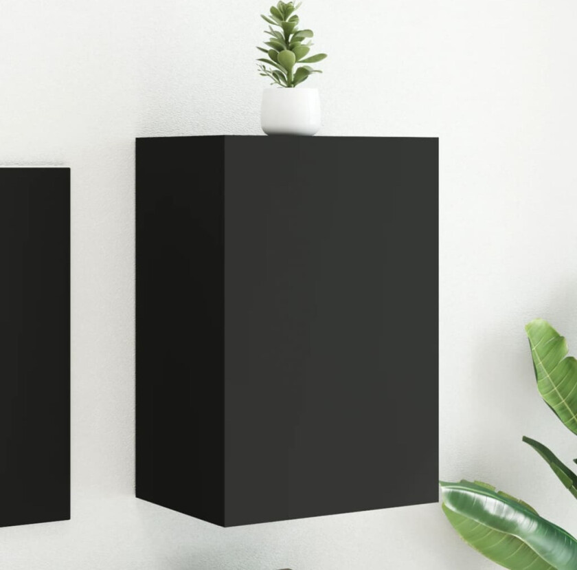 Vegghengt TV-benk svart 40,5x30x60 cm konstruert tre