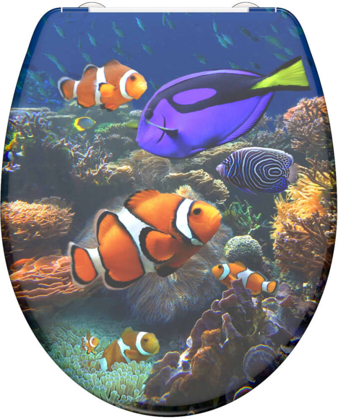 Toalettsete duroplast myk lukkefunksjon SEA LIFE trykk